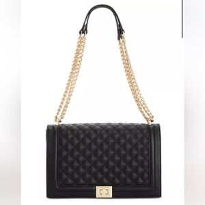 INC International Concepts Ajae Macy’s black quilted chain flap handbag purse